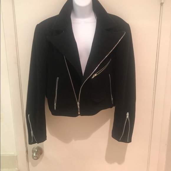 BlACK WOOL MOTORCYCLE JACKET: STEPHEN SPROUSE MUSEUM PIECE  SIZE M - Picture 2 of 14